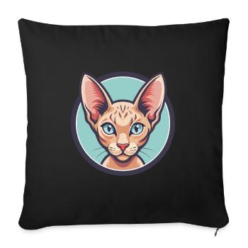Red Devon Rex Cat Breed Cartoon Kawaii Animal Pet - Sofa pillowcase 17,3'' x 17,3'' (45 x 45 cm) - black - Front