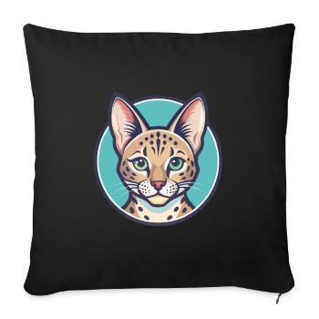 Savannah Cat Breed Cartoon Kawaii Animal Pet - Sofa pillowcase 17,3'' x 17,3'' (45 x 45 cm) - black - Front