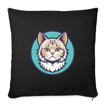 Selkirk Rex Cat Breed Cartoon Kawaii Animal Pet - Sofa pillowcase 17,3'' x 17,3'' (45 x 45 cm) - black - Front