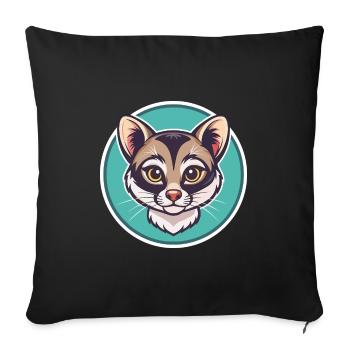Ringtail américain chat race dessin animé Kawaii Animal - Housse de coussin décorative 45 x 45 cm - noir - Devant