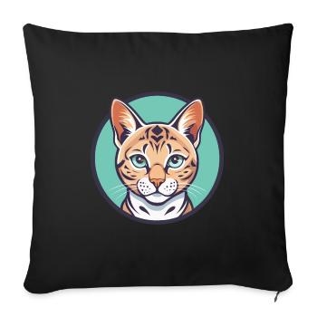 Schnee Bengal Katze Rasse Karikatur Kawaii Tier Haustier - Sofakissenbezug 45 x 45 cm - Schwarz - Vorne