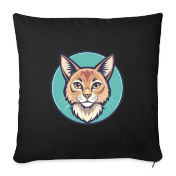 Chat Somali Race Dessin animé Kawaii Animal Pet - Housse de coussin décorative 45 x 45 cm - noir - Devant