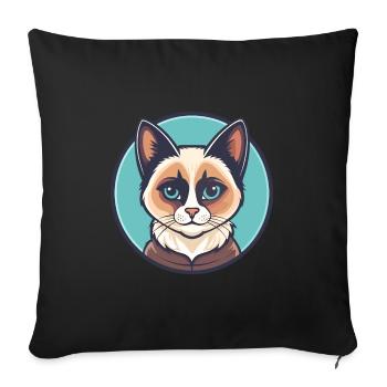 Raquette Chat Race Dessin Animé Kawaii Animal Pet - Housse de coussin décorative 45 x 45 cm - noir - Devant