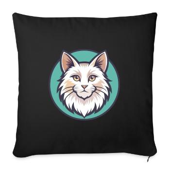 Turkish Angora Cat Breed Cartoon Kawaii Animal Pet - Sofa pillowcase 17,3'' x 17,3'' (45 x 45 cm) - black - Front