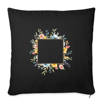 Design floral, carré, personnalisable - Housse de coussin décorative 45 x 45 cm - noir - Devant