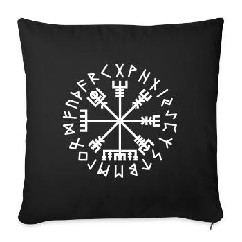 Organic Vegvísir: Viking Compass - White - Sofa pillowcase 17,3'' x 17,3'' (45 x 45 cm) - black - Front