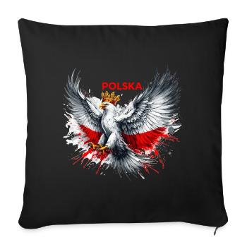 Poland Polska Polish Red White Eagle Crown Gift - Sofa pillowcase 17,3'' x 17,3'' (45 x 45 cm) - black - Front