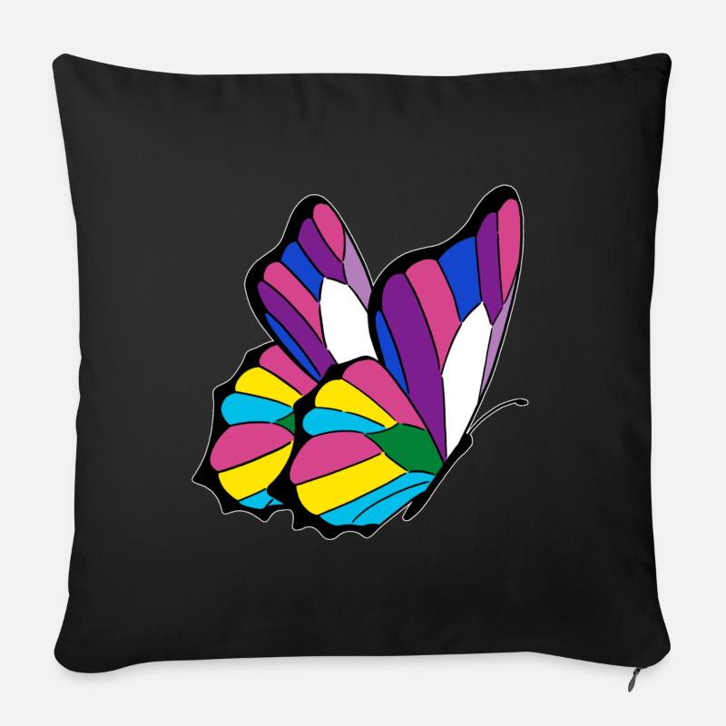 Farfalla pansessuale bisessuale androgino - Copricuscino per divano, 45 x 45 cm - nero