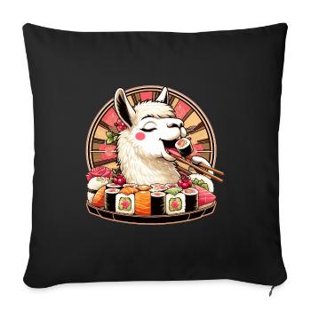 Sushi Lama Maki Geschenk - Sofakissenbezug 45 x 45 cm - Schwarz - Vorne