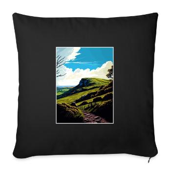 Mendip Hills Anob Travel Poster Souvenir Paint WPA - Sofa pillowcase 17,3'' x 17,3'' (45 x 45 cm) - black - Front