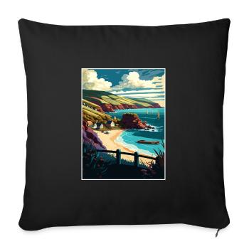 South Devon Anob Travel Poster Souvenir Paint WPA - Sofa pillowcase 17,3'' x 17,3'' (45 x 45 cm) - black - Front