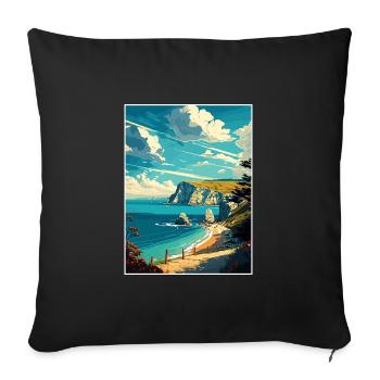Isle Of Wight Anob Travel Poster Souvenir Paint WP - Sofa pillowcase 17,3'' x 17,3'' (45 x 45 cm) - black - Front