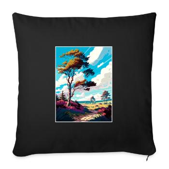 Ashdown Forest Travel Poster Postcard Painting - Sofa pillowcase 17,3'' x 17,3'' (45 x 45 cm) - black - Front