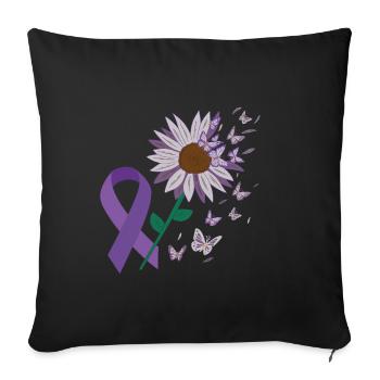 épilepsie violet arc fleur papillon - Housse de coussin décorative 45 x 45 cm - noir - Devant