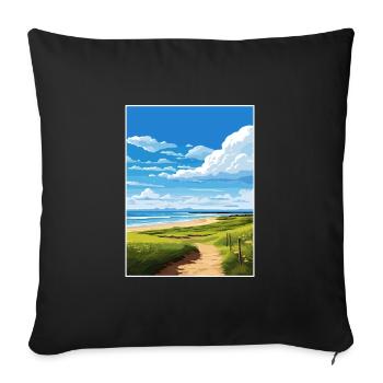 Northumberland Coast Aonb Travel Poster Souvenir - Sofa pillowcase 17,3'' x 17,3'' (45 x 45 cm) - black - Front