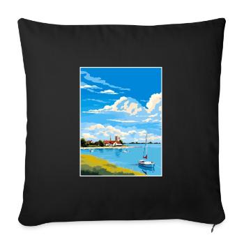 Chichester Harbor Aonb Travel Poster Souvenir WPA - Sofa pillowcase 17,3'' x 17,3'' (45 x 45 cm) - black - Front