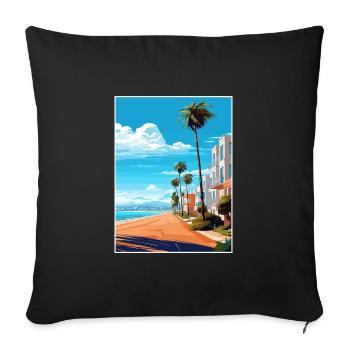 Agadir Maroc Voyage Affiche Souvenir Peinture WPA - Housse de coussin décorative 45 x 45 cm - noir - Devant