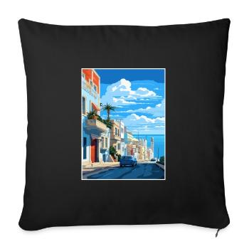 Tanger Maroc Affiche de voyage Peinture Souvenir WPA - Housse de coussin décorative 45 x 45 cm - noir - Devant