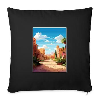 Marrakesh Morocco Travel Poster Souvenir Paint WPA - Sofa pillowcase 17,3'' x 17,3'' (45 x 45 cm) - black - Front