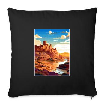 Aït Benhaddou Maroc Affiche de voyage Souvenir WPA - Housse de coussin décorative 45 x 45 cm - noir - Devant