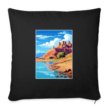 Aït Benhaddou Maroc Affiche de voyage Souvenir WPA - Housse de coussin décorative 45 x 45 cm - noir - Devant
