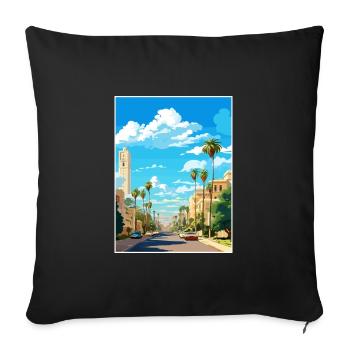 Casablanca Maroc Affiche de voyage Souvenir Peinture WP - Housse de coussin décorative 45 x 45 cm - noir - Devant