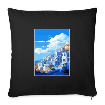Chefchaouen Maroc Affiche de voyage vintage souvenir - Housse de coussin décorative 45 x 45 cm - noir - Devant