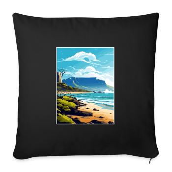Table Mountain South Africa Travel Poster Souvenir - Sofa pillowcase 17,3'' x 17,3'' (45 x 45 cm) - black - Front