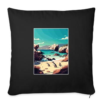 Boulder Beach Afrique du Sud Affiche de voyage souvenir - Housse de coussin décorative 45 x 45 cm - noir - Devant