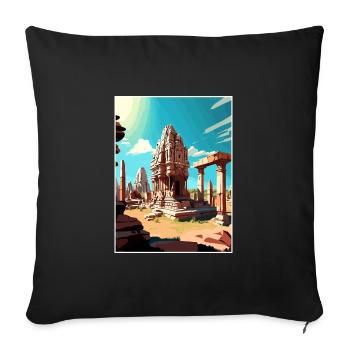 Hampi Indien Reise Poster Souvenir Postkarte Farbe - Sofakissenbezug 45 x 45 cm - Schwarz - Vorne