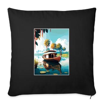 Kerala India Travel Poster Souvenir Postcard Paint - Sofa pillowcase 17,3'' x 17,3'' (45 x 45 cm) - black - Front
