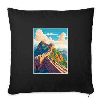 Great Of China Travel Poster Souvenir Painting WPA - Sofa pillowcase 17,3'' x 17,3'' (45 x 45 cm) - black - Front