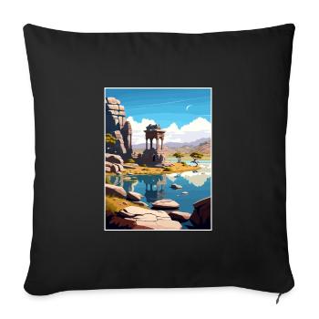 Hampi India Travel Poster Souvenir Postcard Paint - Sofa pillowcase 17,3'' x 17,3'' (45 x 45 cm) - black - Front