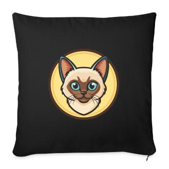 Balinesische Katze Rasse Cartoon Kawaii Tier Haustier - Sofakissenbezug 45 x 45 cm - Schwarz - Vorne