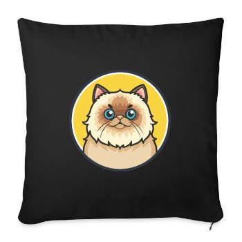 Colorpoint Chat Persan Race Dessin animé Kawaii Animal - Housse de coussin décorative 45 x 45 cm - noir - Devant