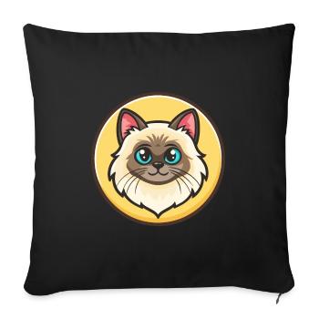 Birman Chat Race Dessin Animé Kawaii Animal Pet - Housse de coussin décorative 45 x 45 cm - noir - Devant