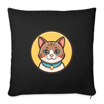 Domestic Cat Breed Cartoon Kawaii Animal Pet - Sofa pillowcase 17,3'' x 17,3'' (45 x 45 cm) - black - Front