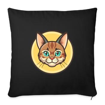 Manx Chat Race Dessin animé Kawaii Animal Pet - Housse de coussin décorative 45 x 45 cm - noir - Devant