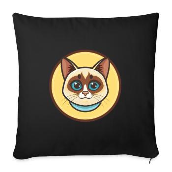 Raquette Chat Race Dessin Animé Kawaii Animal Pet - Housse de coussin décorative 45 x 45 cm - noir - Devant