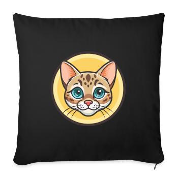 Schnee Bengal Katze Rasse Karikatur Kawaii Tier Haustier - Sofakissenbezug 45 x 45 cm - Schwarz - Vorne