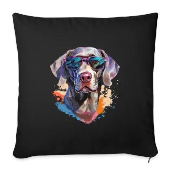Weimaraner with sunglasses - Sofa pillowcase 17,3'' x 17,3'' (45 x 45 cm) - black - Front