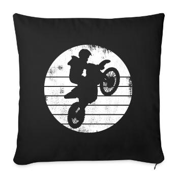 Dessin de pilote de motocross - Housse de coussin décorative 45 x 45 cm - noir - Devant