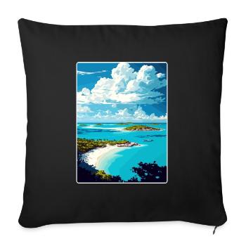 Barbuda Caribbean Travel Poster Souvenir Paint WPA - Sofa pillowcase 17,3'' x 17,3'' (45 x 45 cm) - black - Front
