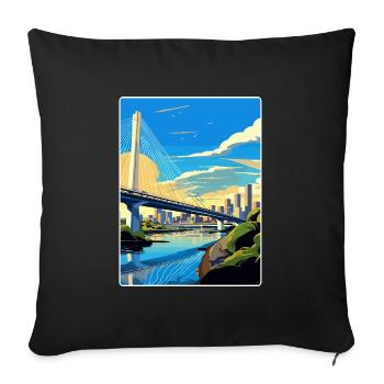 Sao Paulo Brésil Affiche de voyage Peinture Souvenir WPA - Housse de coussin décorative 45 x 45 cm - noir - Devant