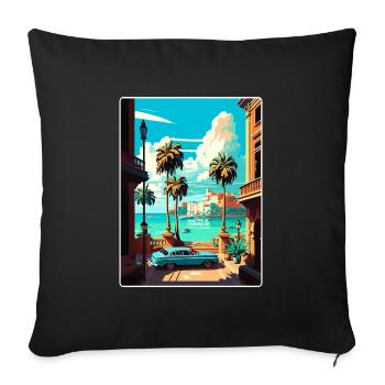 Havanna Karibik Reise Poster Souvenir Farbe WPA - Sofakissenbezug 45 x 45 cm - Schwarz - Vorne