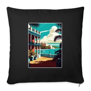 Havana Caribbean Travel Poster Souvenir Paint WPA - Sofa pillowcase 17,3'' x 17,3'' (45 x 45 cm) - black - Front