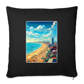 Mar del Plata Affiche de voyage Peinture Souvenir WPA - Housse de coussin décorative 45 x 45 cm - noir - Devant