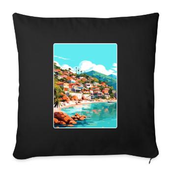 Yelapa Travel Poster Souvenir Postcard Painting - Sofa pillowcase 17,3'' x 17,3'' (45 x 45 cm) - black - Front