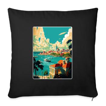 Nassau Caribbean Travel Poster Souvenir Paint WPA - Sofa pillowcase 17,3'' x 17,3'' (45 x 45 cm) - black - Front