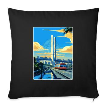 Sao Paulo Brésil Affiche de voyage Peinture Souvenir WPA - Housse de coussin décorative 45 x 45 cm - noir - Devant